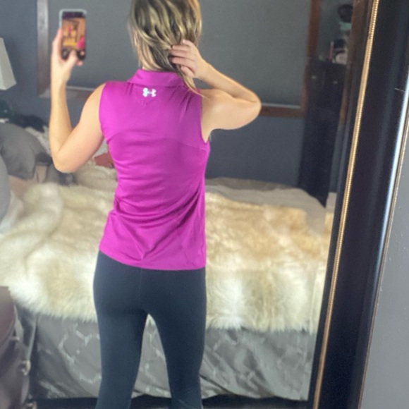 Under Armour Loose fuchsia Sleeveless Polo, Small - Picture 4 of 14